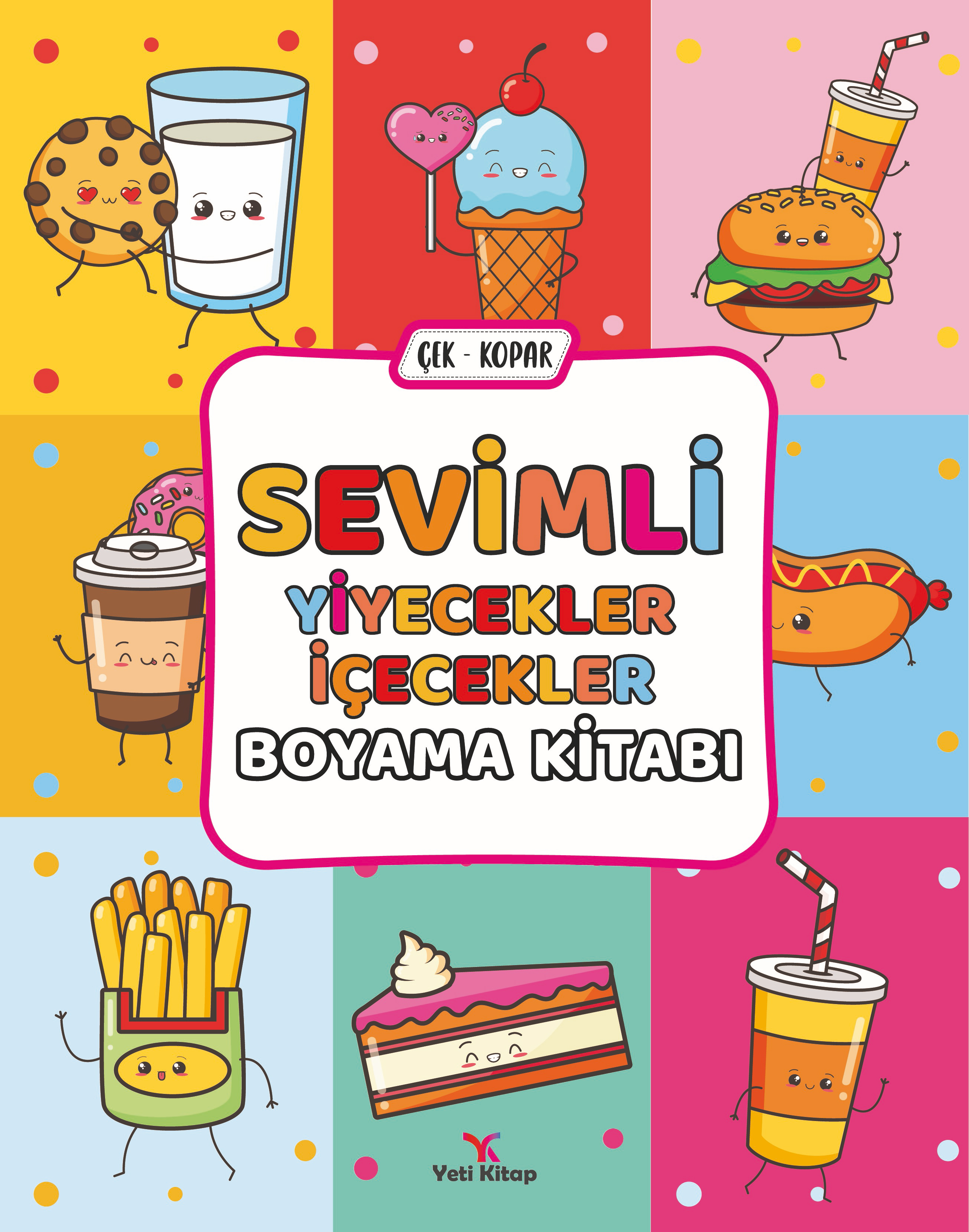 Sevimli Yiyecekler İçecekler Boyama Kitabı