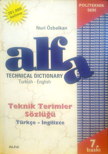 Alfa Teknik Terimler Sözlüğü (Türkçe - İngilizce)