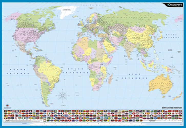 Discovery Duvar Harita 70 X 100 Dünya Siyasi