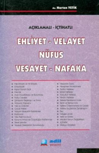 EHLİYET VELAYET NÜFUS VESAYET NAFAKA